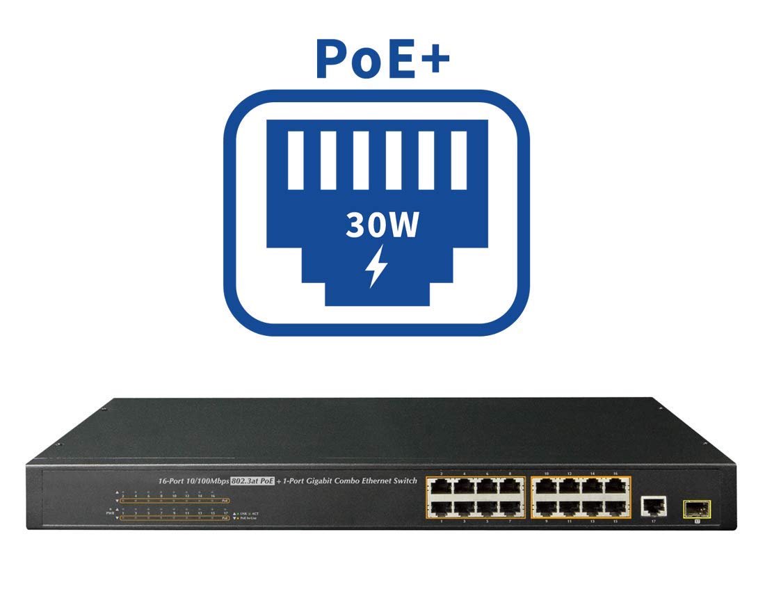 Lorex ACCLPS263B 16-Channel PoE+ Switch for IP Security Camera Systems | High-Speed Power Over Ethernet Switch | Expand NVR with 16 Channels | 220W Total Power (Manufacturer Refurbished) | Ideal for Home & Business Surveillance Systems