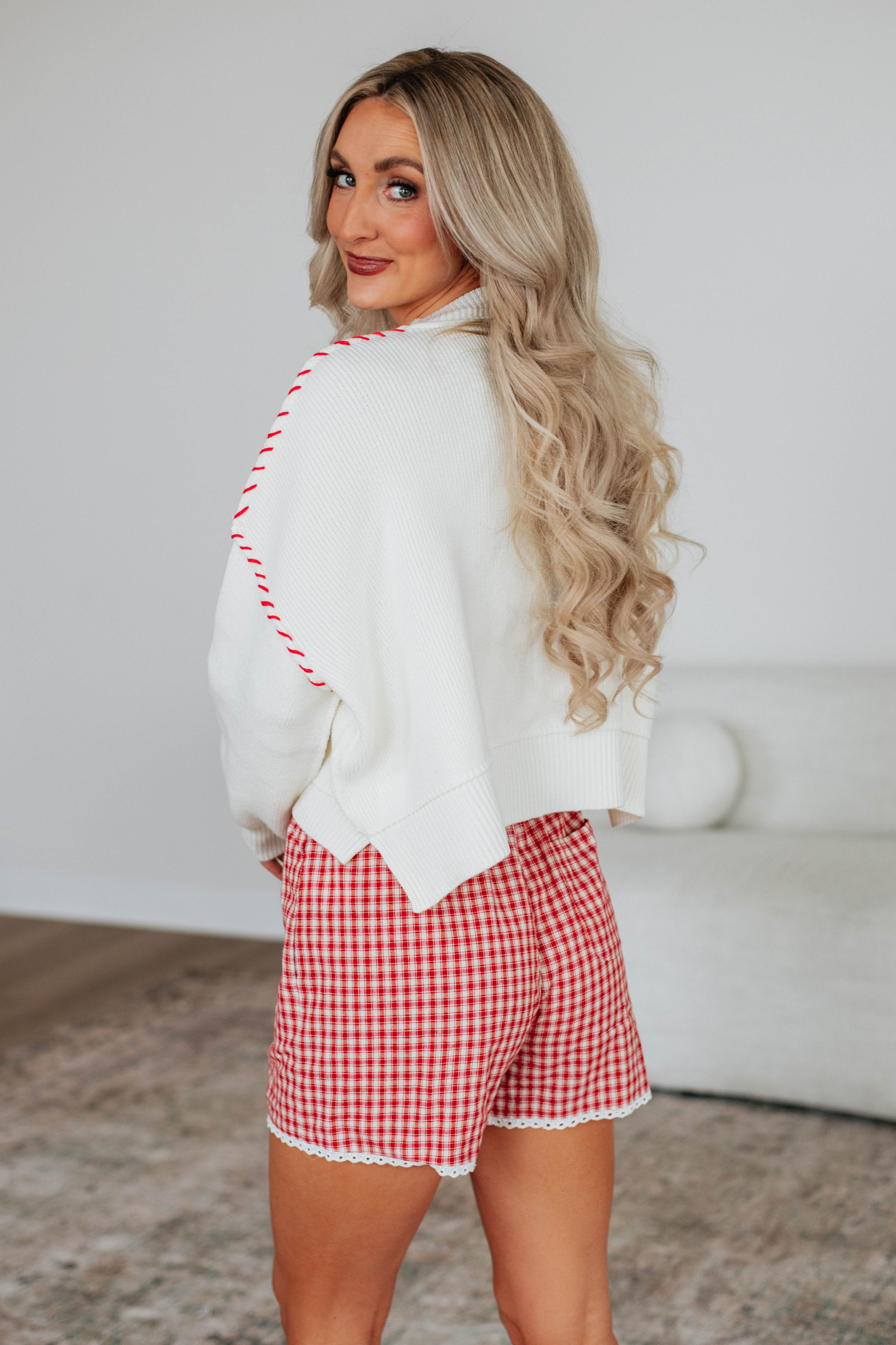 Americana Sweater Ivory - Cozy Knit Pullover for Women | Perfect for Fall & Winter Layering, Casual Outfits & Holiday Gatherings
