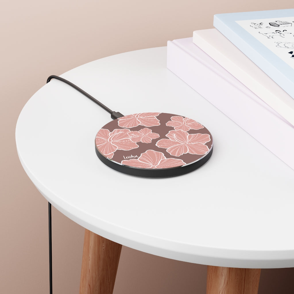 Hibiscus Dream Wireless Charger - Fast Qi-Certified Charging Pad for iPhone, Samsung, AirPods - Perfect for Home, Office, and Travel