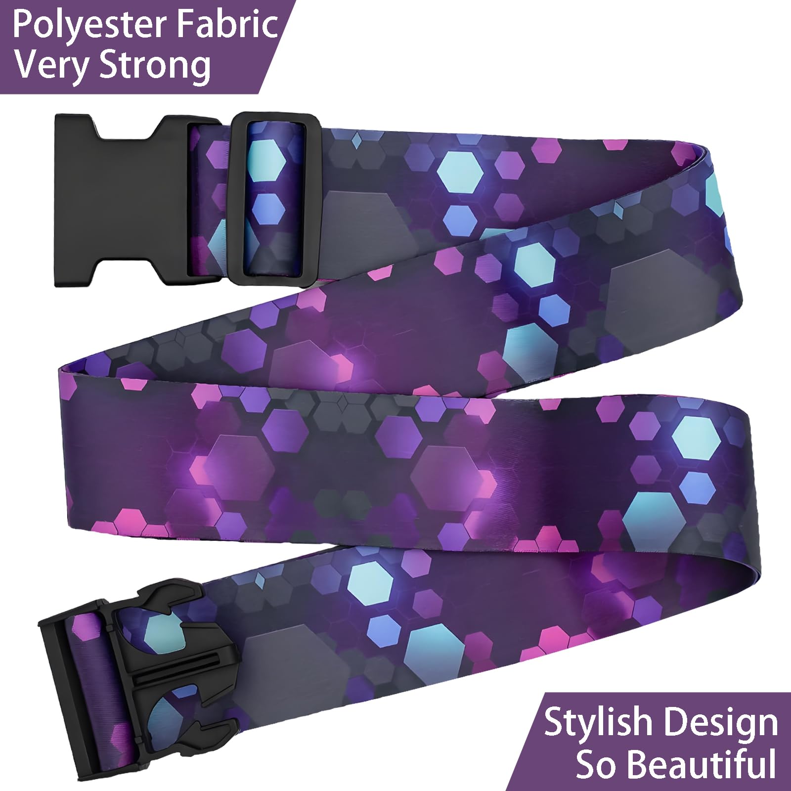 **Secure Adjustable Purple Luggage Straps for Suitcases – 2 Pack | Durable Polyester Travel Belts for Luggage Security | Stylish & Easy-to-Recognize Design | Perfect for Airports, Train Travel & Vacation Packing**