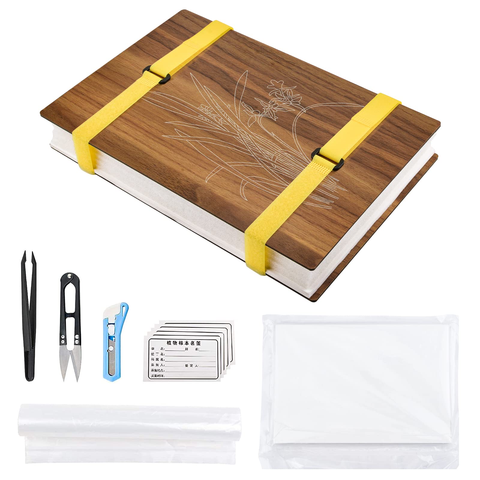 WANDIC Flower Press Kit - Large Wooden DIY Plant Press Book for Art, Crafts & Specimens - Perfect for Orchid Preservation, Outdoor Learning & Nature Exploration