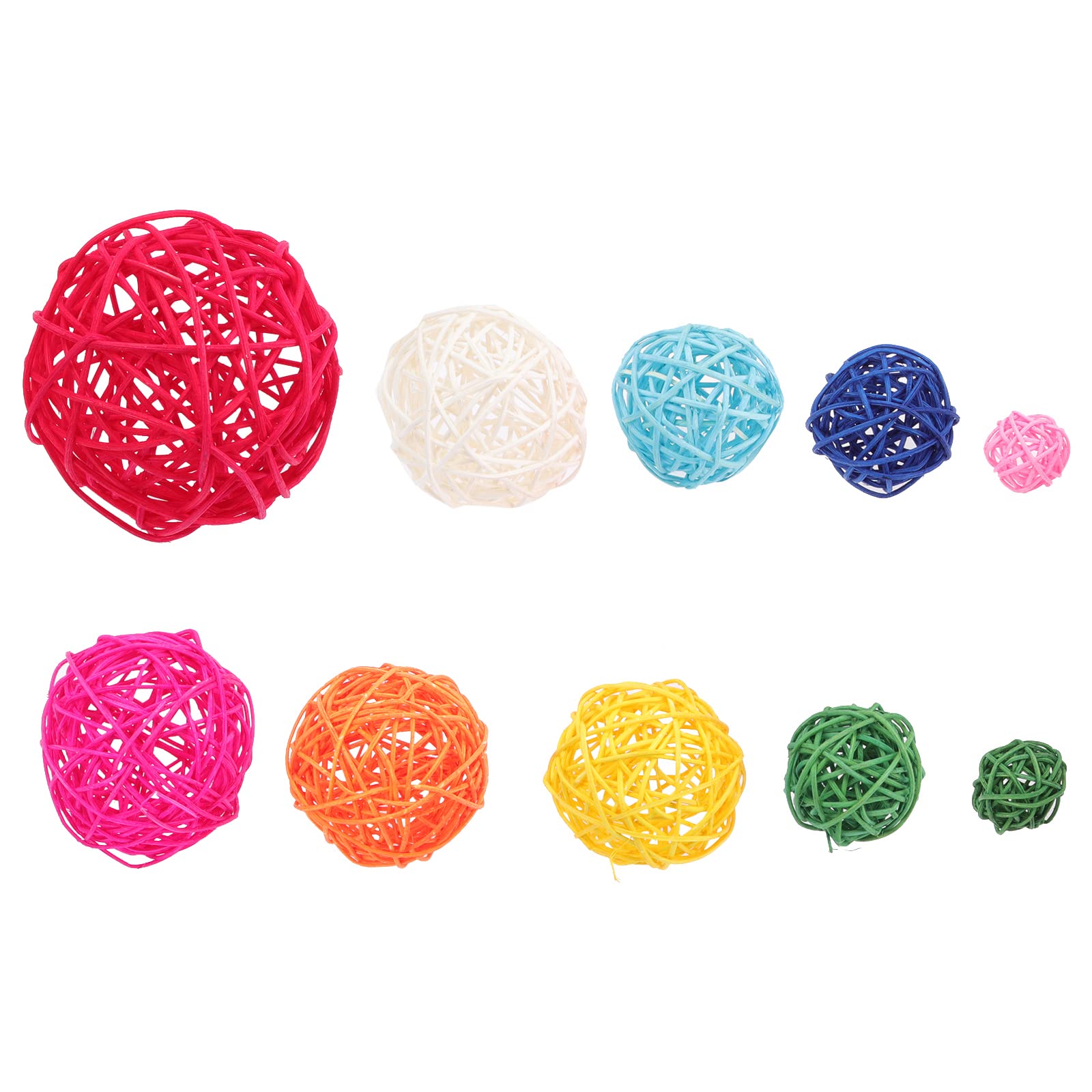 10 Pack Natural Wicker Rattan Balls - Decorative Orbs for Vase Fillers, DIY Crafts, Wedding & Party Decor, Garden Accessories - Random Colors (Home Decor, Centerpieces, Table Scatter)