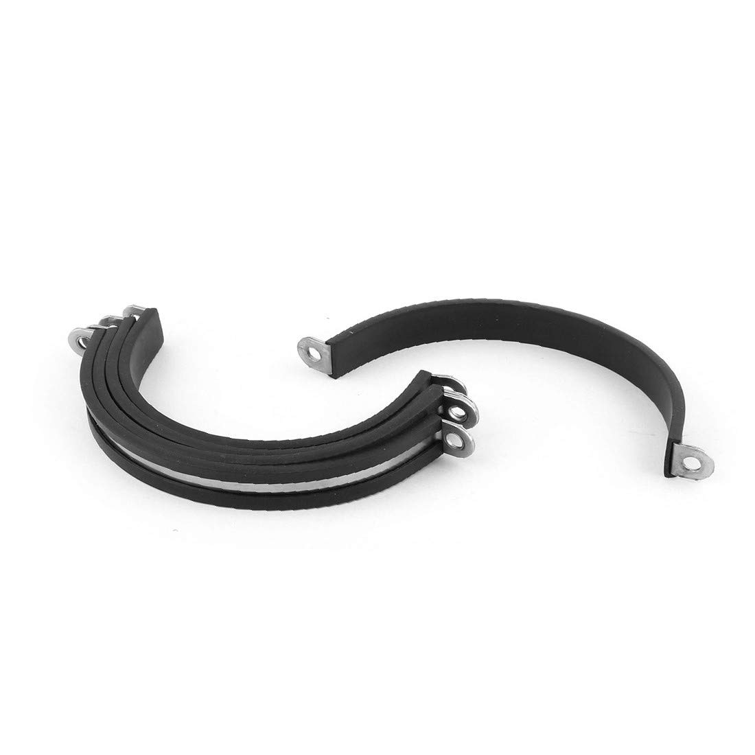 75mm Diameter U-Shaped Rubber Lined Hose Clamps - Heavy Duty Wire Cable Pipe Clips (5-Pack, Black) - Perfect for Plumbing, Automotive, and Industrial Applications