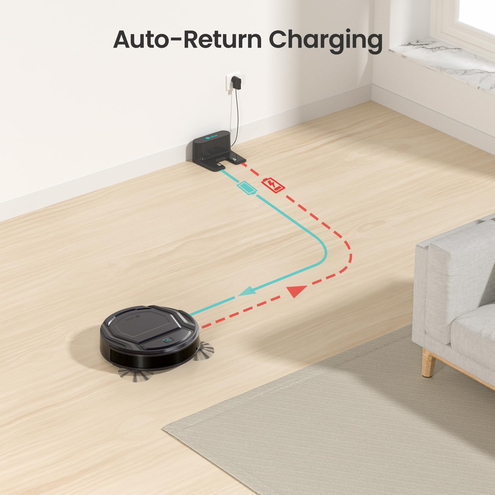 Lefant M210Pro Robot Vacuum Cleaner with Strong Suction, 120 Min Runtime, Wi-Fi & Alexa Compatible, Self-Charging - Ideal for Pet Hair, Hard Floors & Home Cleaning - Perfect for Daily Maintenance & Busy Households