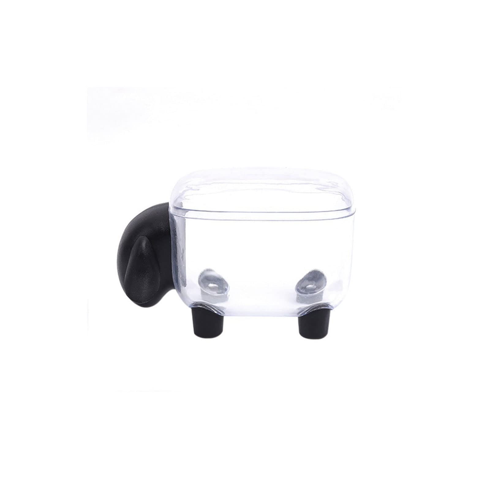 KKJJ Mini Plastic Cotton Swab Storage Box - Cute Sheep Design, Dust-Proof Desktop Organizer for Cosmetic Cotton Swabs & Household Items (Black) - Perfect for Bathroom, Bedroom, and Makeup Vanity Organization