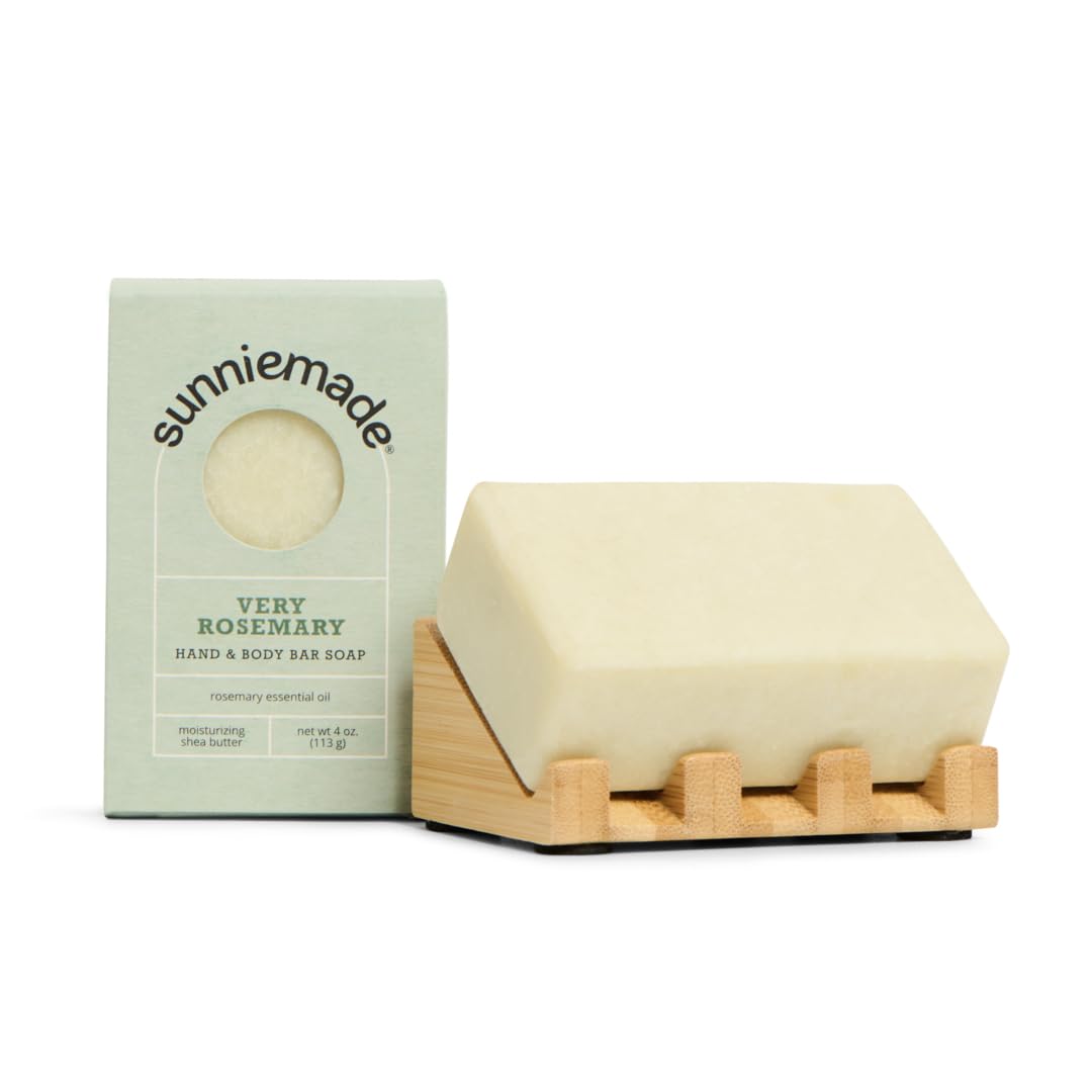 Moisturizing Hand & Body Soap Bar with Rosemary - Soothing & Detoxifying Natural Body Wash for Dry Skin | Perfect for Shower, Bath & Travel