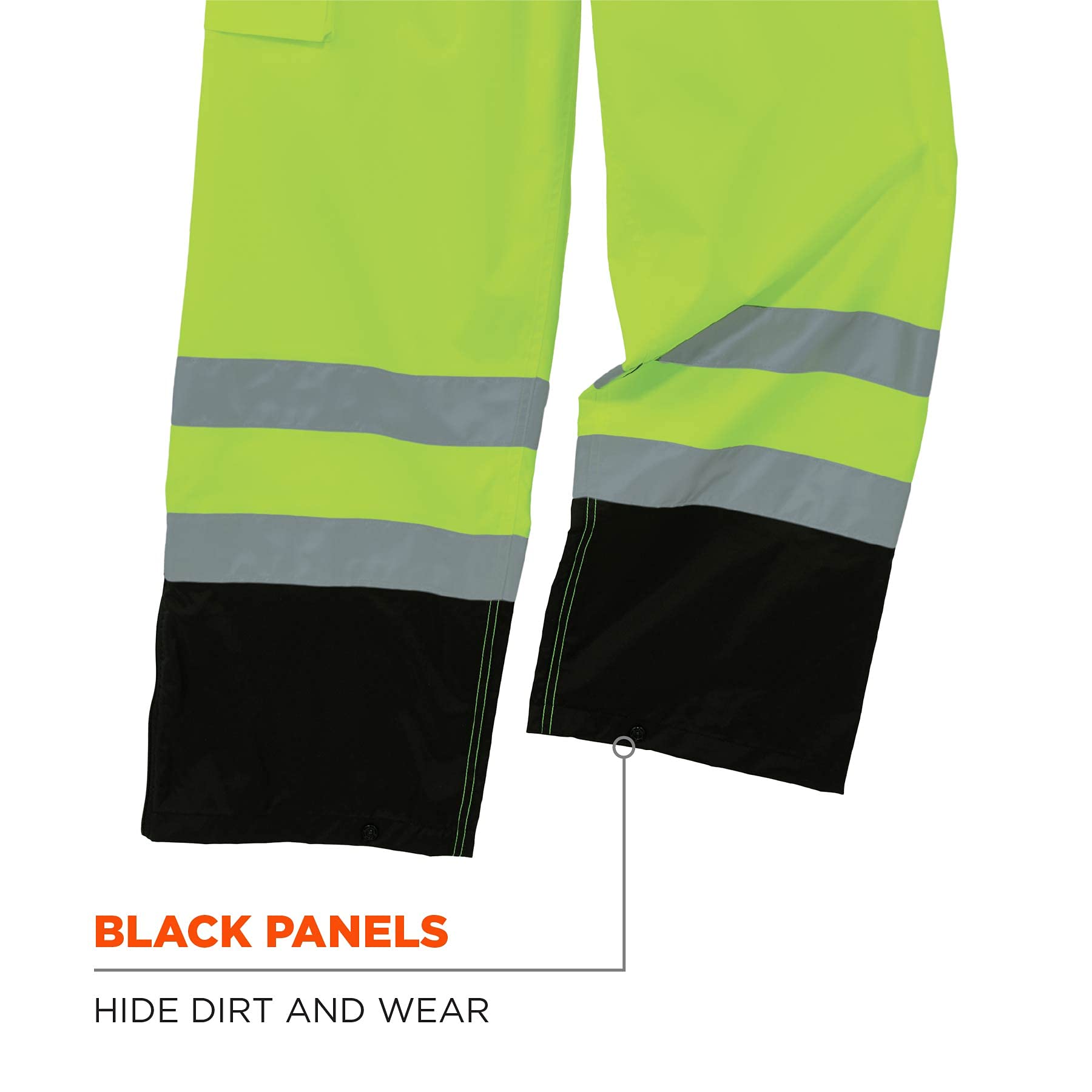 Ergodyne GloWear 8918BK High Visibility Reflective Rain Bib Overalls - ANSI Compliant Black Bottom with Lime Accents (4XL) - Ideal for Construction, Road Work & Outdoor Safety