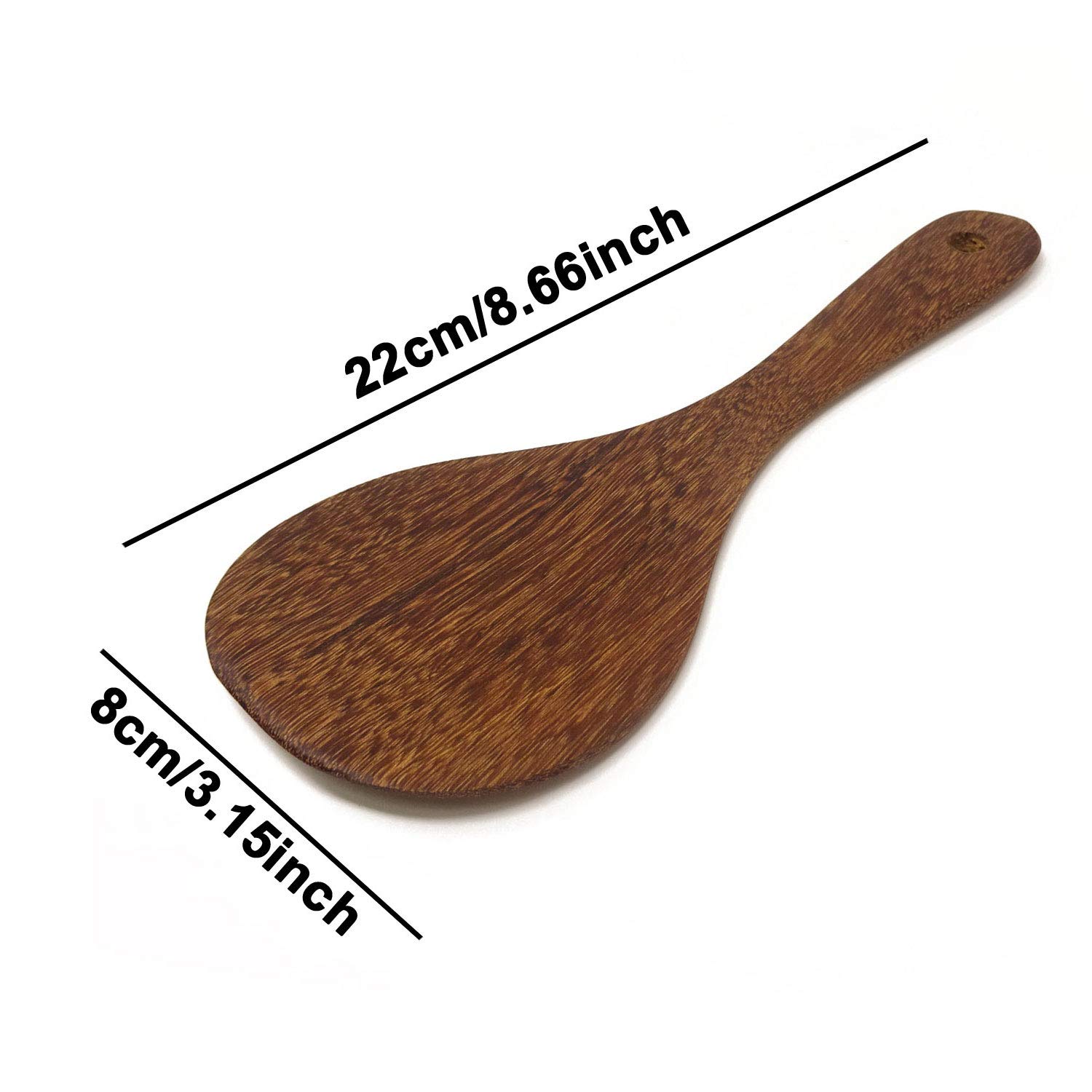 Honbay 2-Pack Wooden Rice Spoons - 8.7 Inch Round Head Cooking & Serving Utensils - Natural Wooden Spatula for Rice, Stirring, Serving - Perfect for Asian Cuisine, Kitchen Cooking & Food Presentation