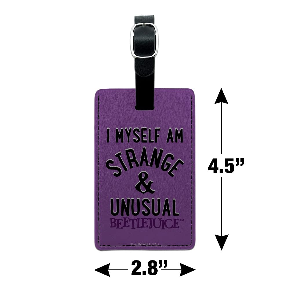 Beetlejuice Inspired Unique Rectangle Leather Luggage Tag - Vintage Gothic Travel ID Card Holder for Suitcases, Bags & Carry-Ons - Perfect for Halloween, Cosplay & Tim Burton Fans