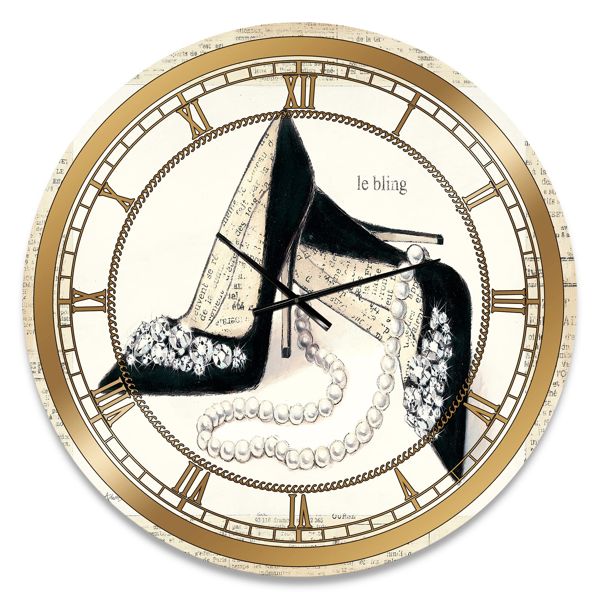 DesignQ Glam Wall Clock 'Chic Glam Closet I' - Large Decorative Wall Clock for Living Room, Bedroom & Office - Elegant Home Decor & Stylish Interior Design Accent