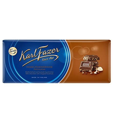 Fazer Karl Fazer Milk Chocolate with Chopped Hazelnuts - 10 Bars (200g Each) | Perfect for Snacking, Gifts & Dessert Recipes