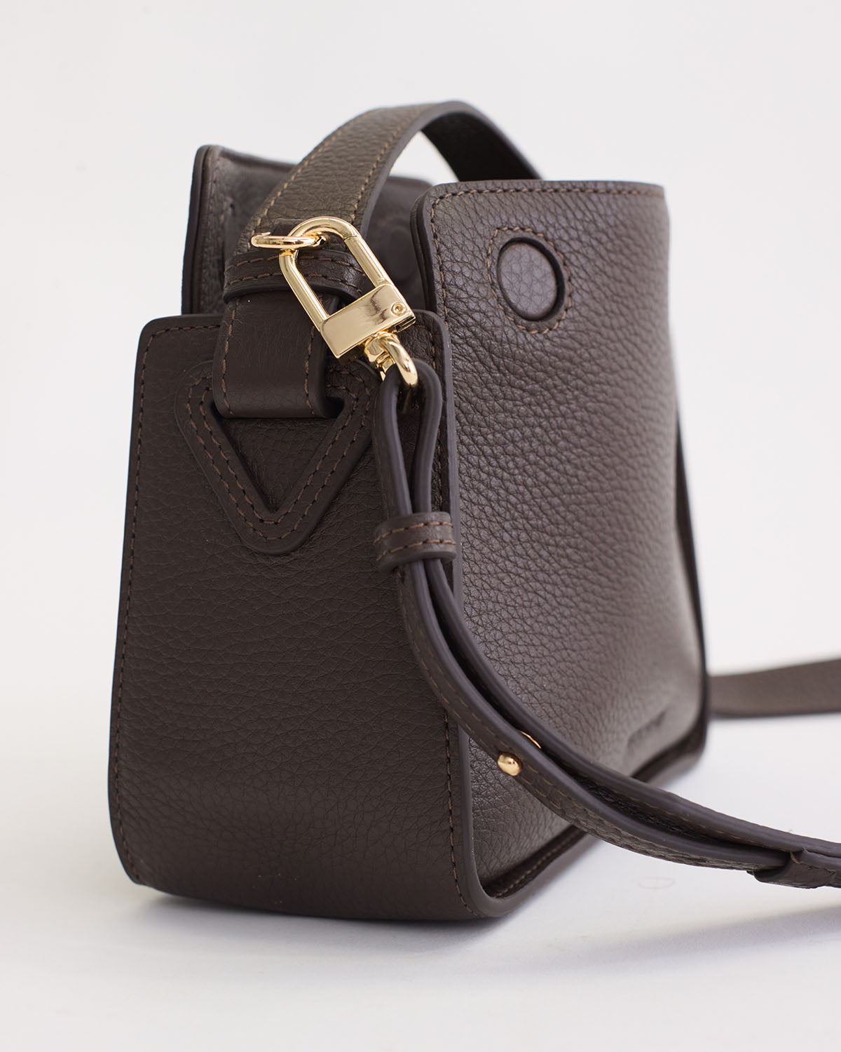 Mini Clementine Crossbody Bag in Charcoal Pebbled Leather with Gold Hardware - Perfect for Everyday Use, Work, and Evening Outings