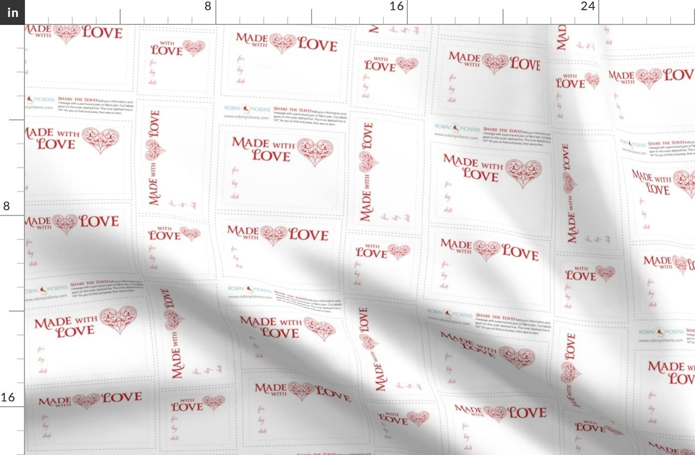 Spoonflower Quilt Love Label Printed Denim Fabric by The Yard - Heavyweight Cotton for DIY Apparel, Home Decor & Upholstery - Perfect for Quilting, Curtains & Craft Projects