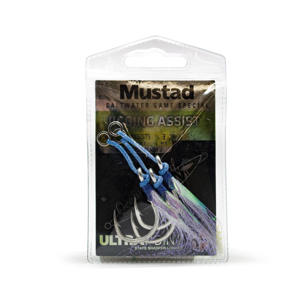 Mustad J Assist5 Ocean Crystal Jigging Assist Rig - Premium Saltwater Fishing Lure for Deep Sea Jigging, Trolling & Offshore Angling - Perfect for Tuna, Mahi Mahi & Grouper Fishing