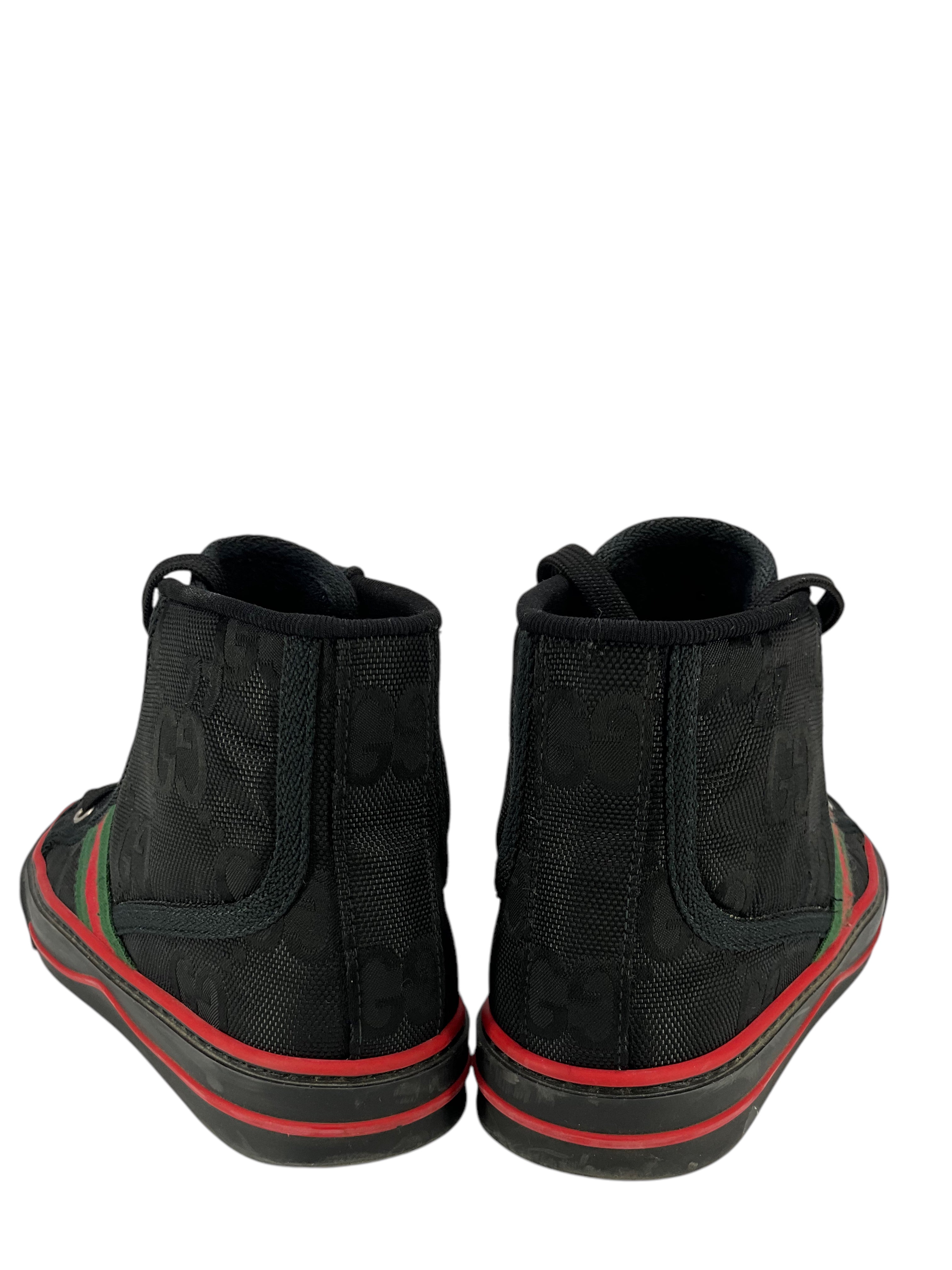GUCCI Tennis 1977 Web Monogram Off The Grid High Top Sneakers for Women - Size 5.5 | Retro Fashion Sneakers for Casual Wear, Street Style & Everyday Comfort