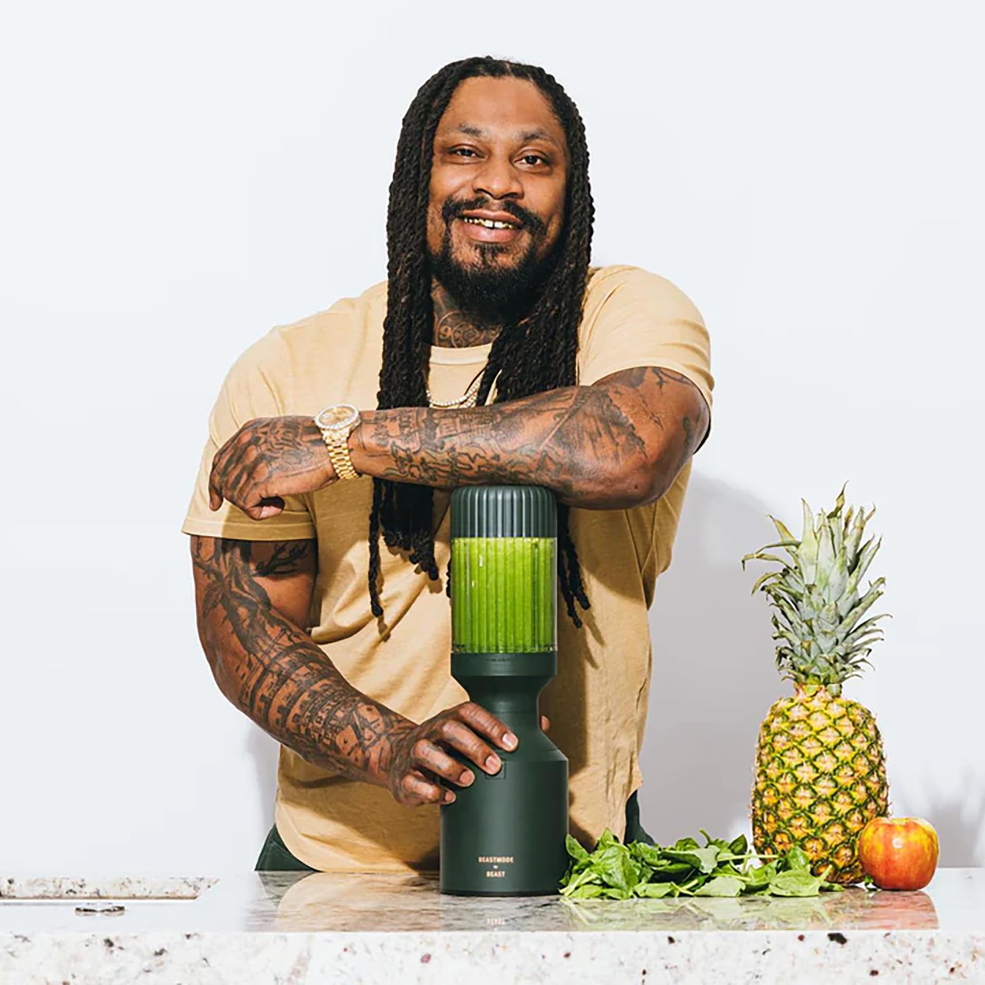 Beastmode by Beast Health Blender - 1200W High-Power Smoothie & Protein Shake Maker with Stainless Steel Bottle (Forest Green) - Perfect for Gym, Home & Healthy Lifestyle - Beast Health x Marshawn Lynch Collaboration