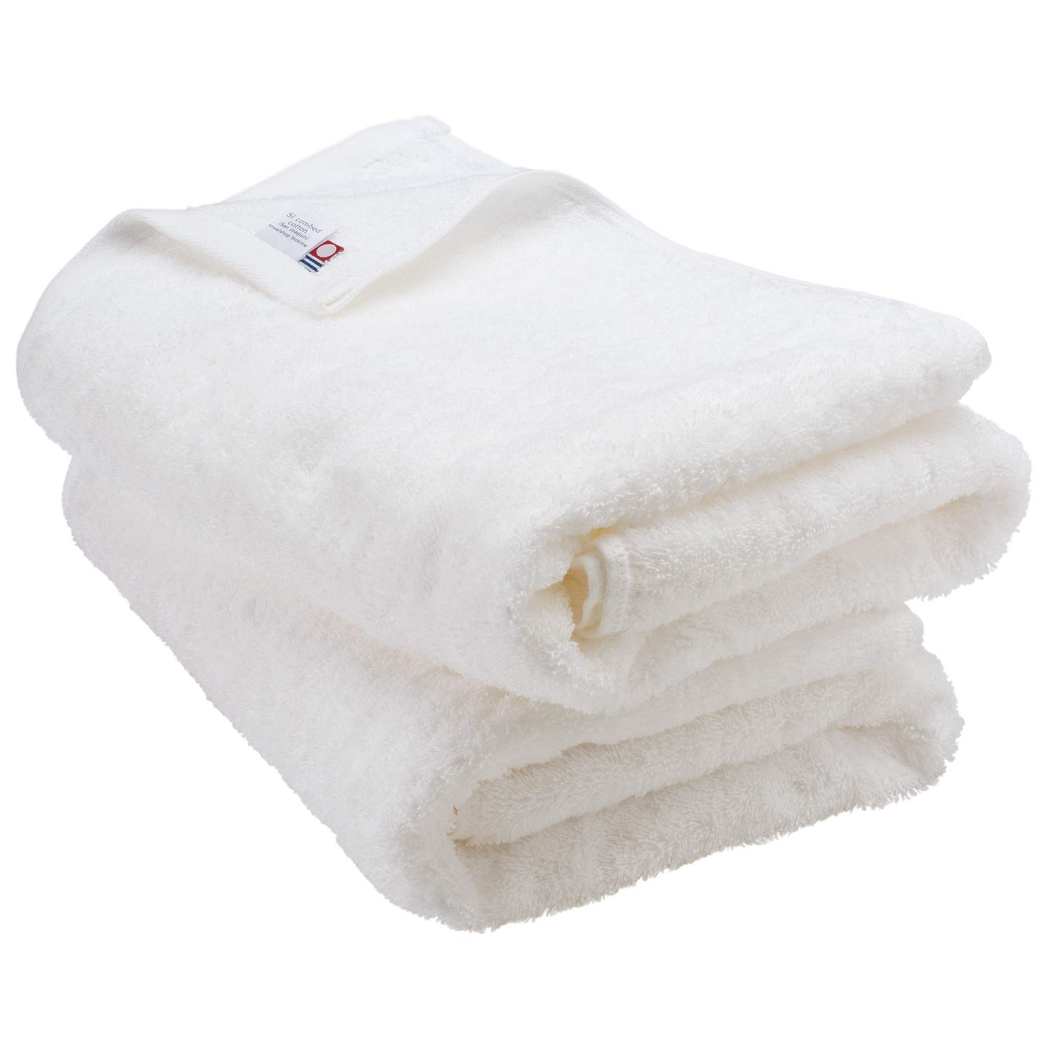 CYBERL Leon Bath Towel Set of 2 - Ultra Soft & Absorbent 100% Cotton White Bath Towels for Spa, Gym & Luxury Bathroom