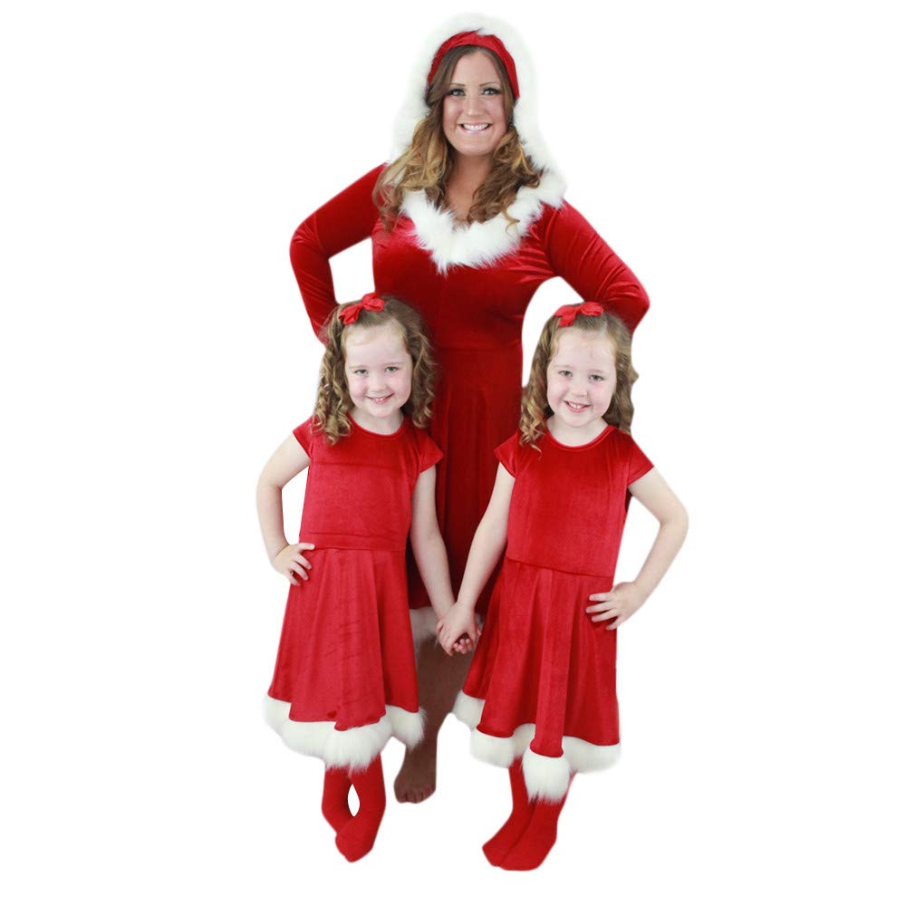 Christmas Family Matching Outfits - Mom & Toddler Princess Dresses for Girls | Parent-Child Holiday Costumes for Family Photos & Christmas Parties