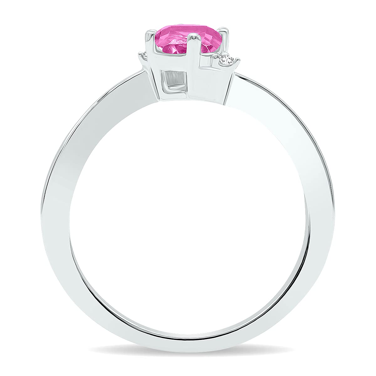 10K White Gold Women's Pink Topaz & Diamond Wave Ring – Elegant Jewelry for Weddings, Parties & Special Occasions