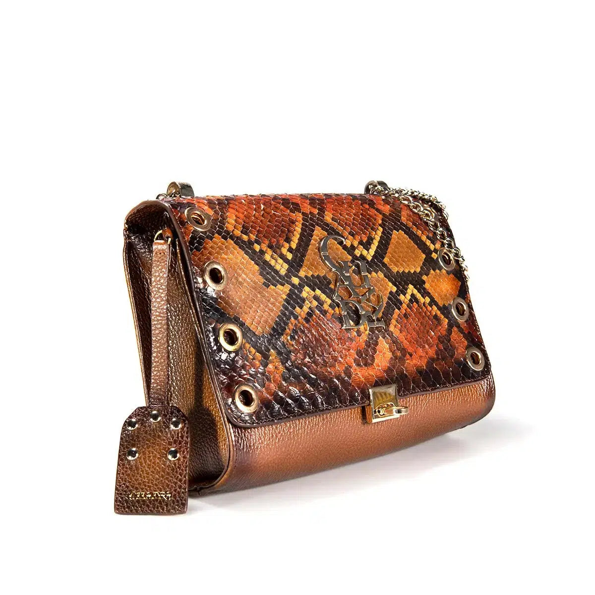 BOD53PI Women's Western Style Casual Leather Python Shoulder Bag in Cuadra Brown - Perfect for Everyday Use, Travel, and Fashion Accessories