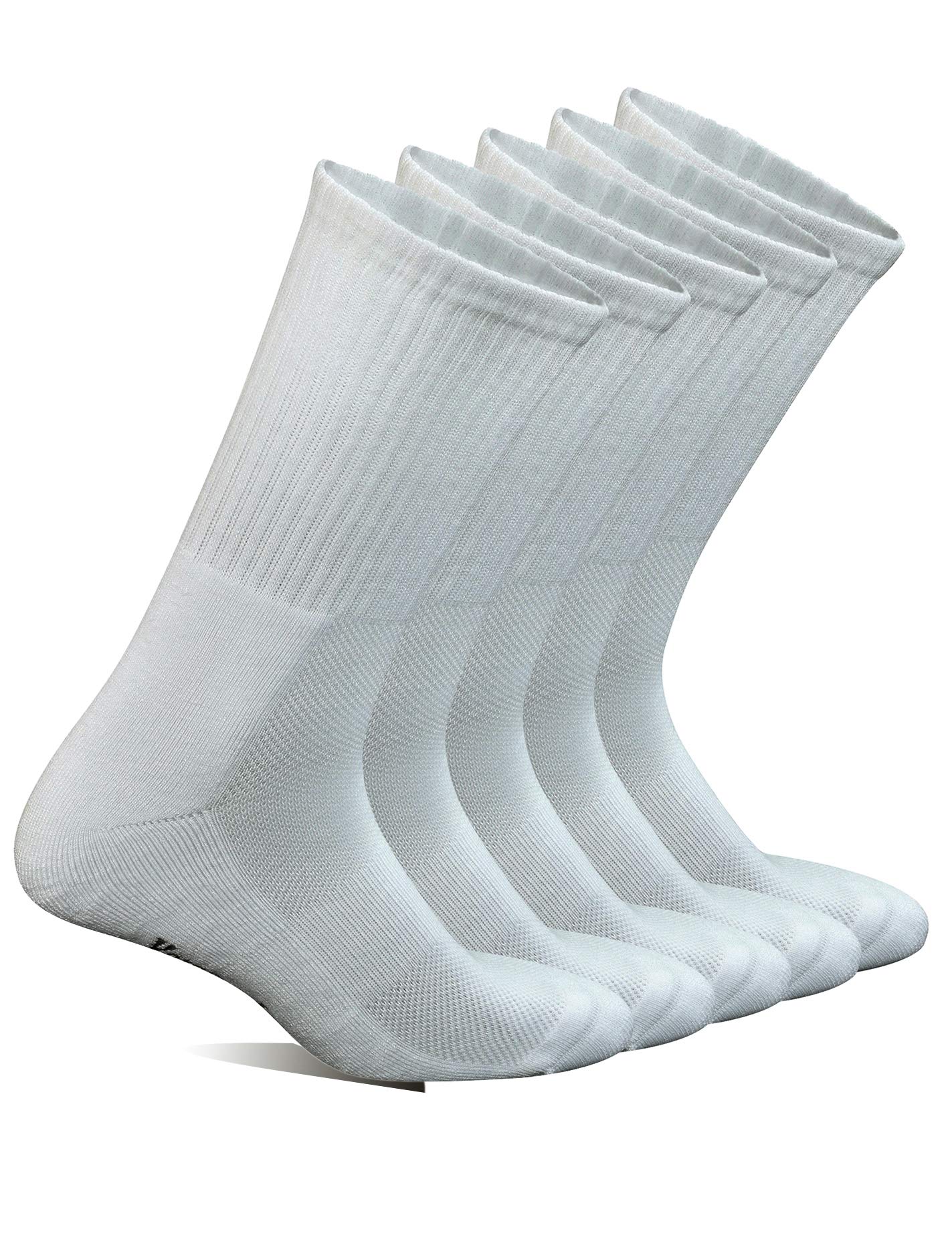 Yomandamor Men's 5-Pack Bamboo Fiber Breathable Crew Socks - Seamless Toe for Work, Casual & Outdoor Activities - Soft Moisture-Wicking Comfort Socks for Daily Wear