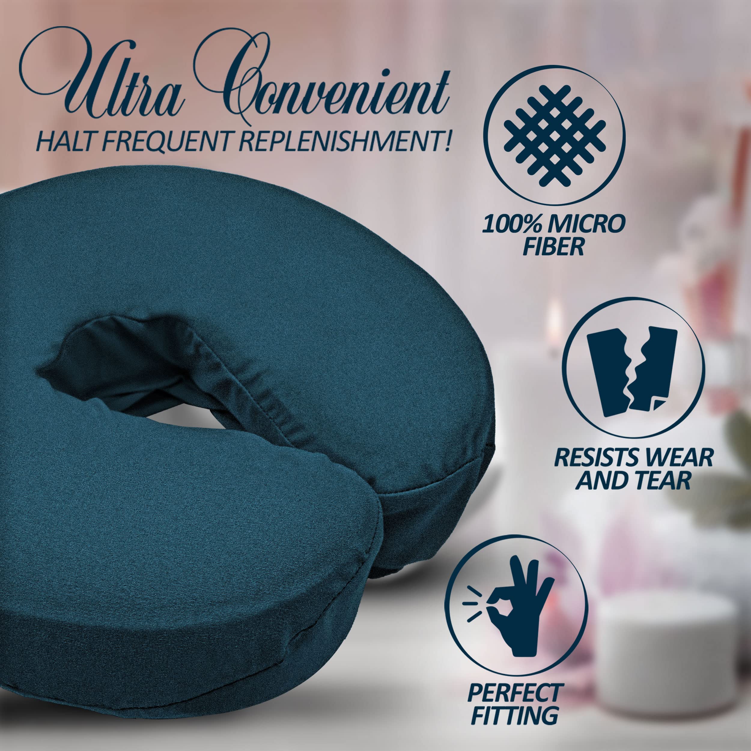 Premium Soft & Heavy Microfiber Massage Table Covers Set - 4 Piece Navy Blue Spa Bed Linens with Face Cradle Covers for Professional Massage Therapy & Home Spa Use