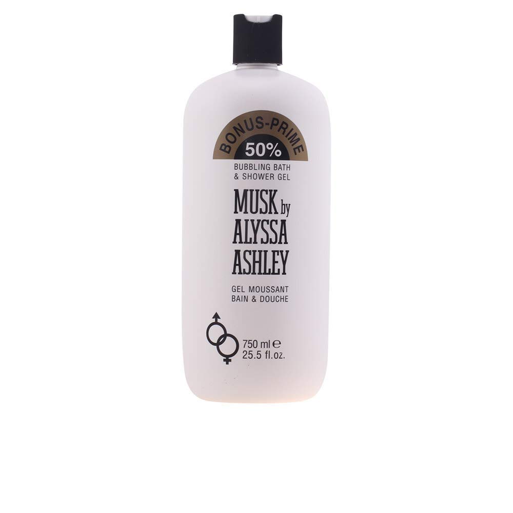 Alyssa Ashley Musk Bubbling Bath & Shower Gel for Women & Men - 25.5 oz Jasmine & Iris Infused Body Wash - Relaxing Bath & Shower Experience for Spa Days & Self-Care Routines