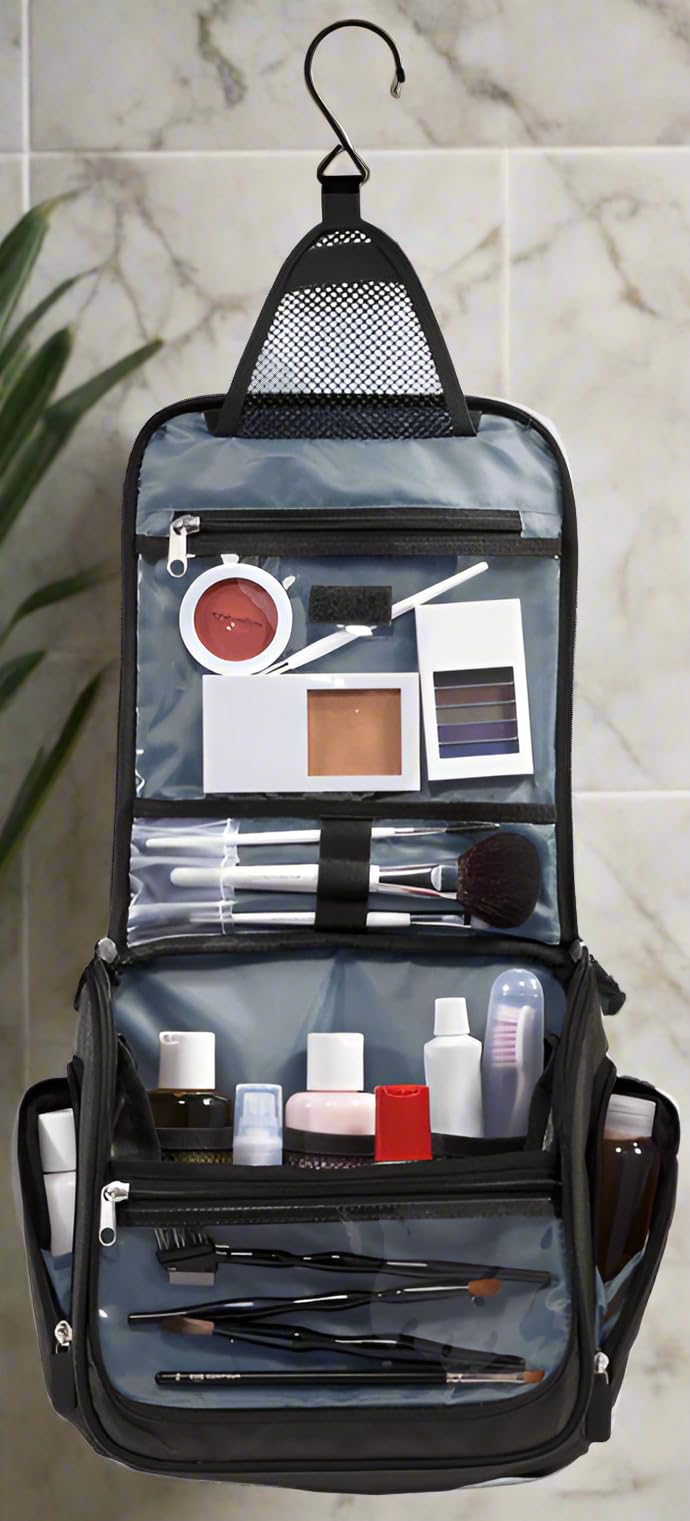 USA Flag Toiletry Bag & Hanging Travel Shaving Kit - Waterproof Cosmetic Organizer for Men & Women - Perfect for Camping, Gym, Business Trips & Vacation
