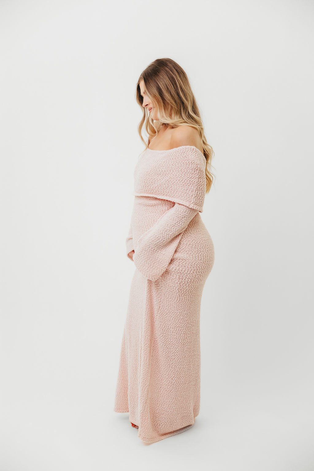 Nora Knit Maxi Dress in Dusty Pink - Bump Friendly Maternity Dress for Women | Comfortable Stretchy Long Dress for Pregnancy, Nursing & Everyday Wear | Perfect for Casual Outings, Baby Showers & Special Occasions