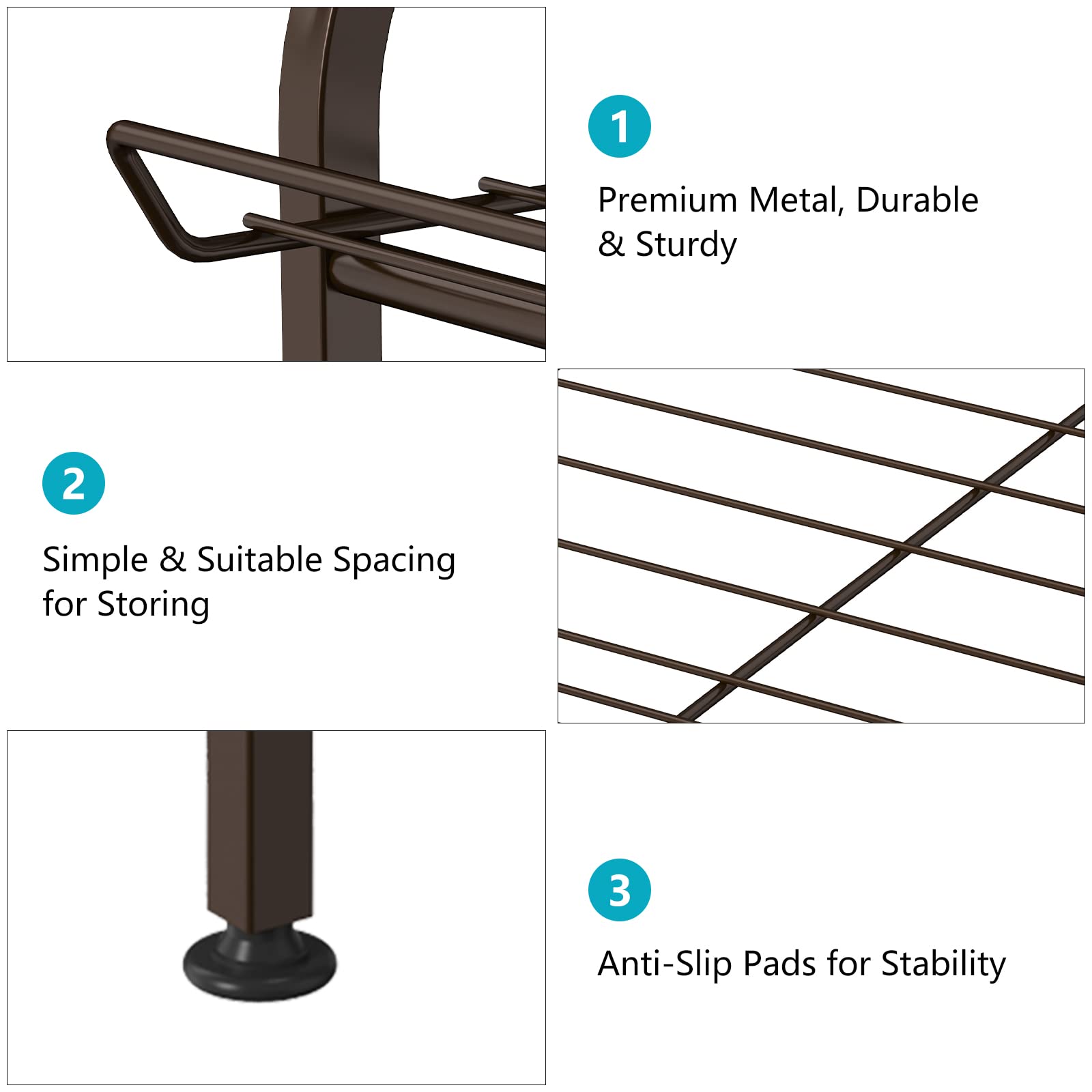 7-Tier Adjustable Metal Water Bottle Organizer Rack - Free Standing Vertical Drink Holder Shelf for Kitchen Pantry Storage | Bronze Finish | Perfect for Organizing Bottles, Cans & Beverages in Home, Office or Dorm