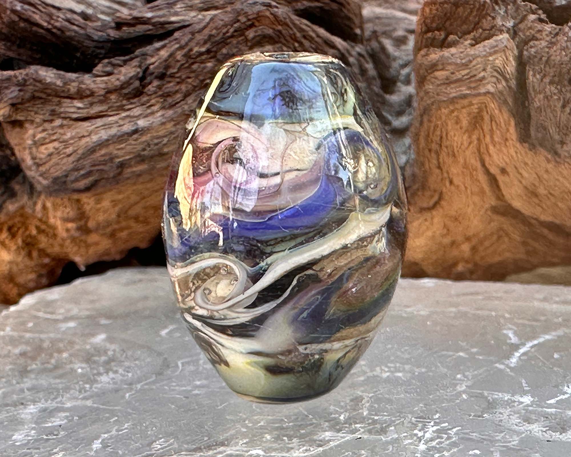 Handmade Blue Organic Lampwork Glass Focal Bead - SRA Certified for Jewelry Making, DIY Crafts, and Beading Projects | Perfect for Necklaces, Bracelets, and Earrings