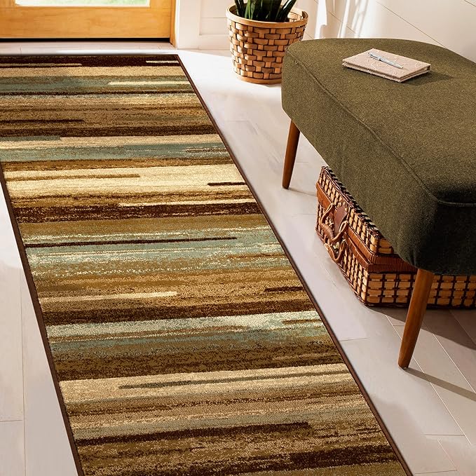 Abstract Striped Lines Indoor Area Rug or Runner Rug - Soft & Durable for Living Room, Bedroom, or Hallway Decor