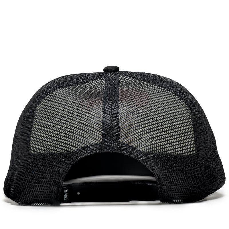 Market Beware Sign Trucker Hat - Black | Adjustable Snapback Cap for Truck Drivers, Motorcycle Riders & Outdoor Enthusiasts