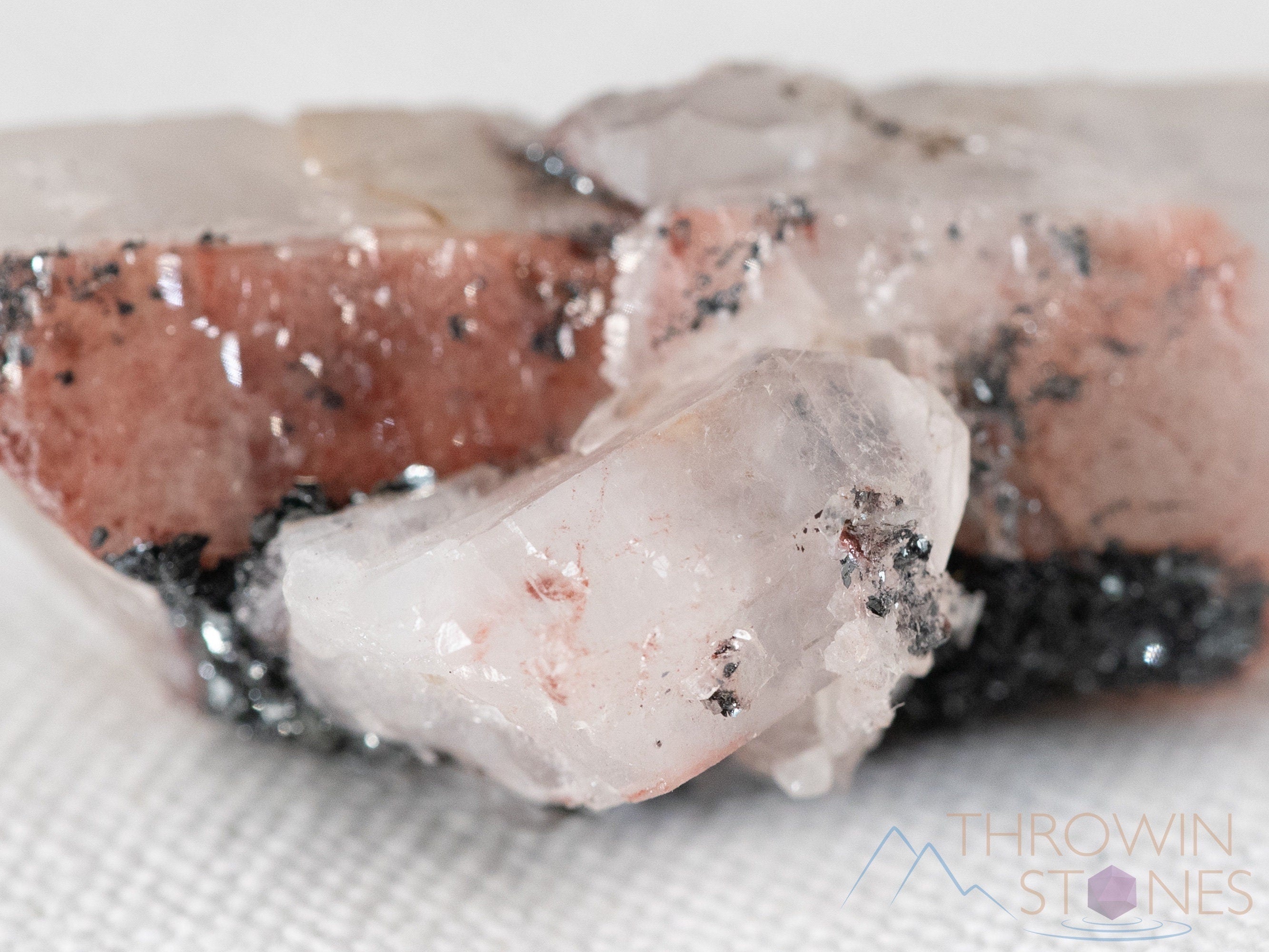 Natural QUARTZ Raw Crystal Cluster with Specular HEMATITE - Healing Stones for Home Decor, Housewarming Gift & Spiritual Healing | Perfect for Meditation, Office Desk & Feng Shui