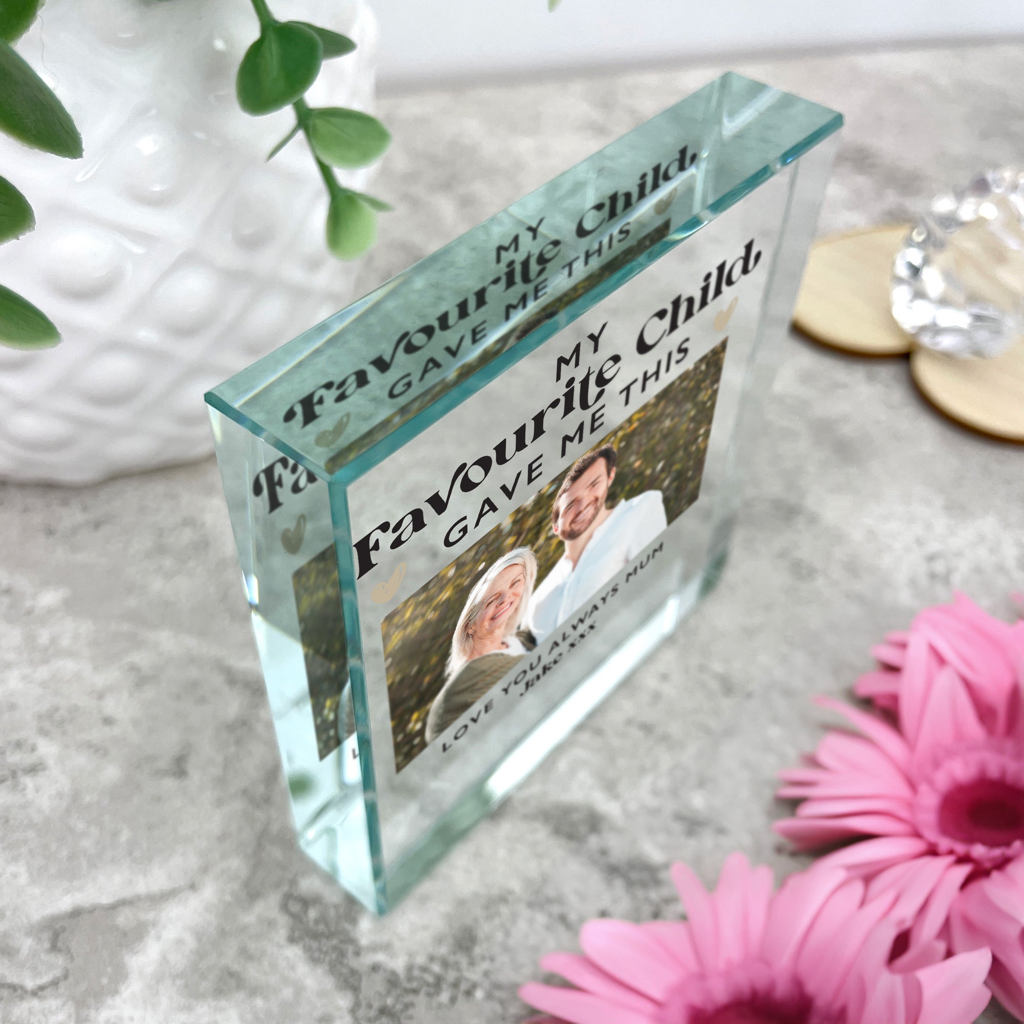 Personalized 'My Favorite Child Gave Me This' Photo Crystal Keepsake - Perfect for Mother's Day, Birthday Gifts & Family Keepsakes