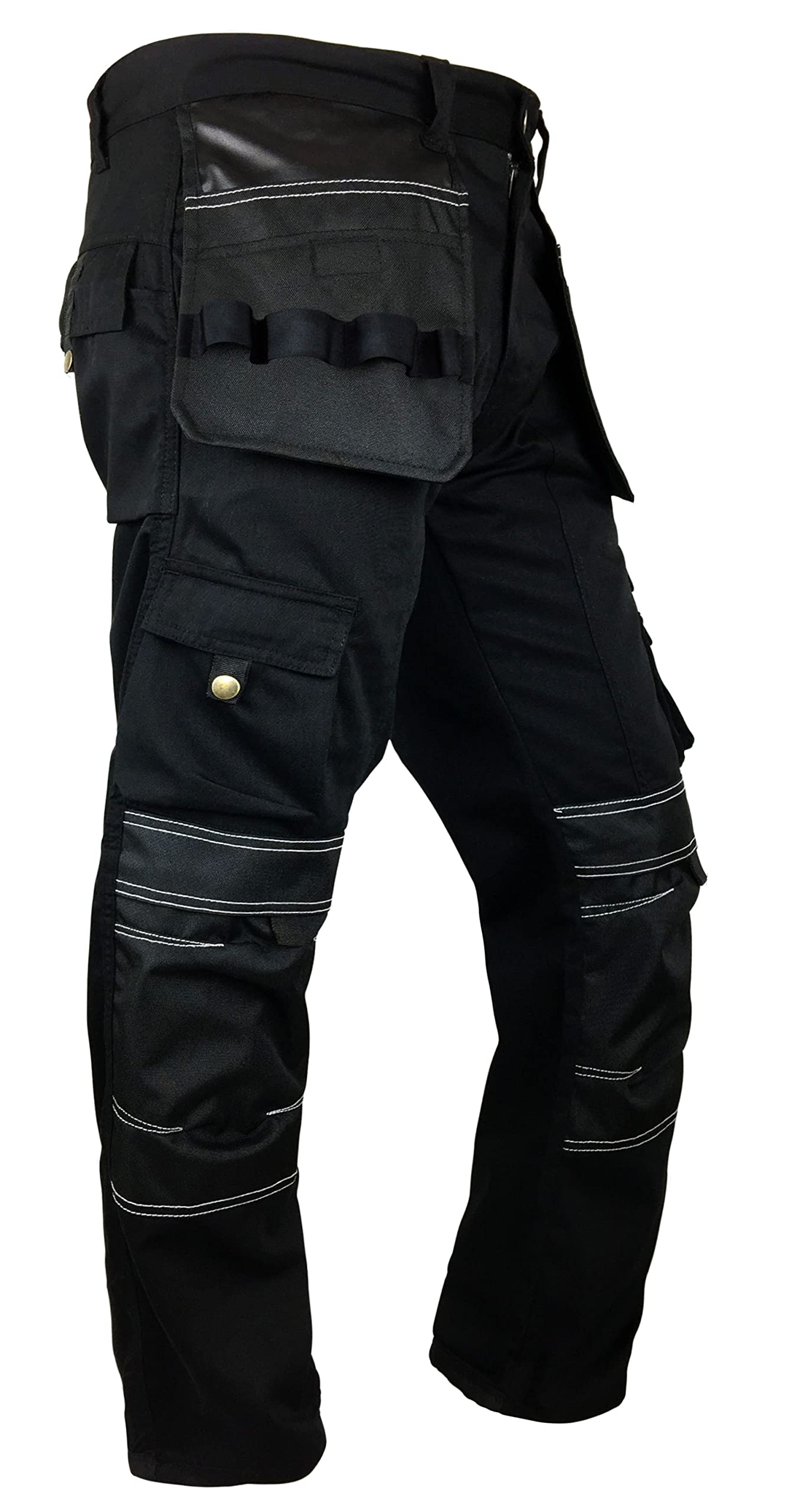 FASHIO FF Men's Cordura Work Pants - Tactical Trousers with Utility Tool Pockets, Heavy Duty Reinforced Carpenter Safety Pants for Construction, Hiking & Outdoor Activities