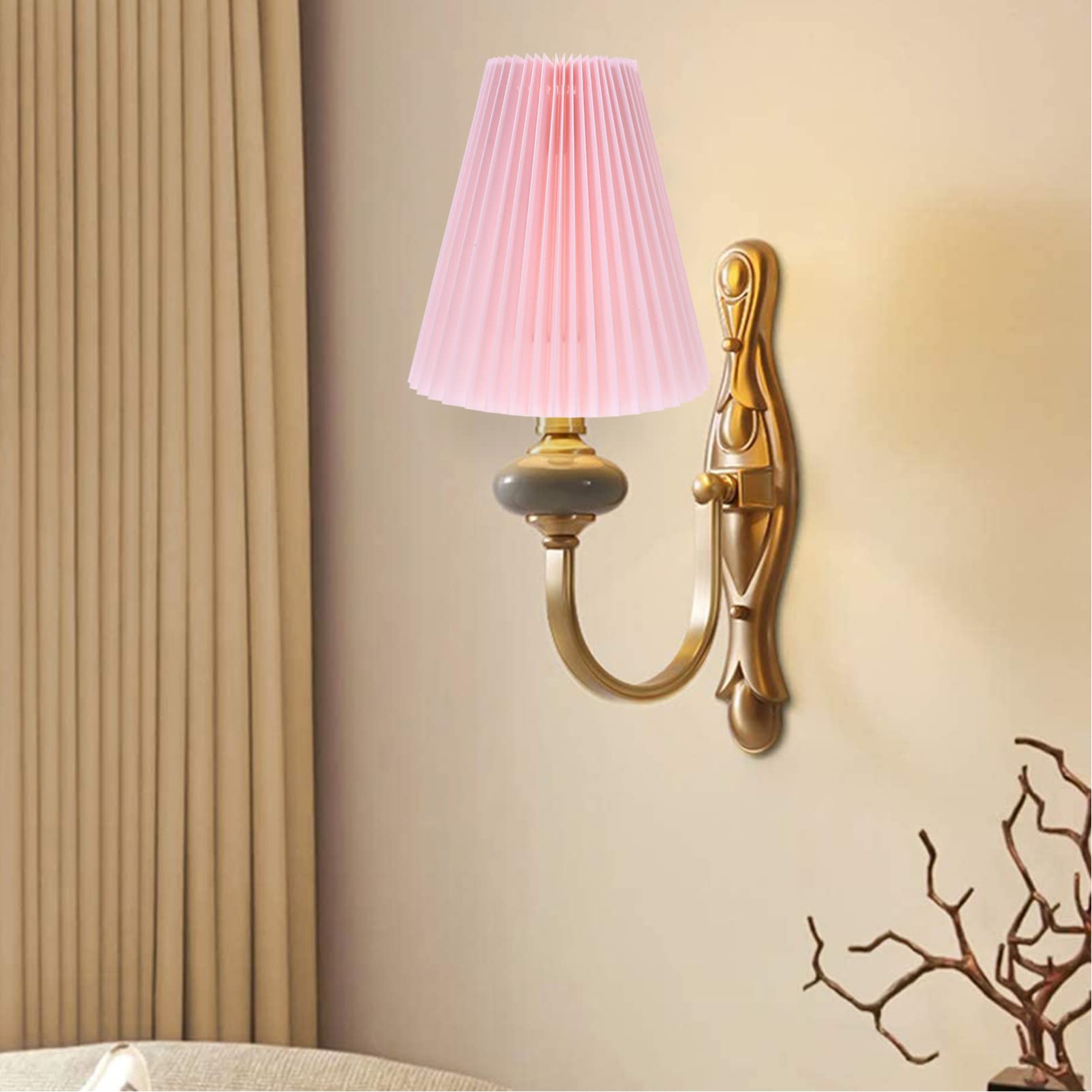 Pink Mushroom Pleated Lamp Shade - Handmade Fabric Lampshade for Bedside, Desk & Chandelier | Replacement Shade for Pendant Lights - Perfect for Nursery, Bedroom & Boho Home Decor