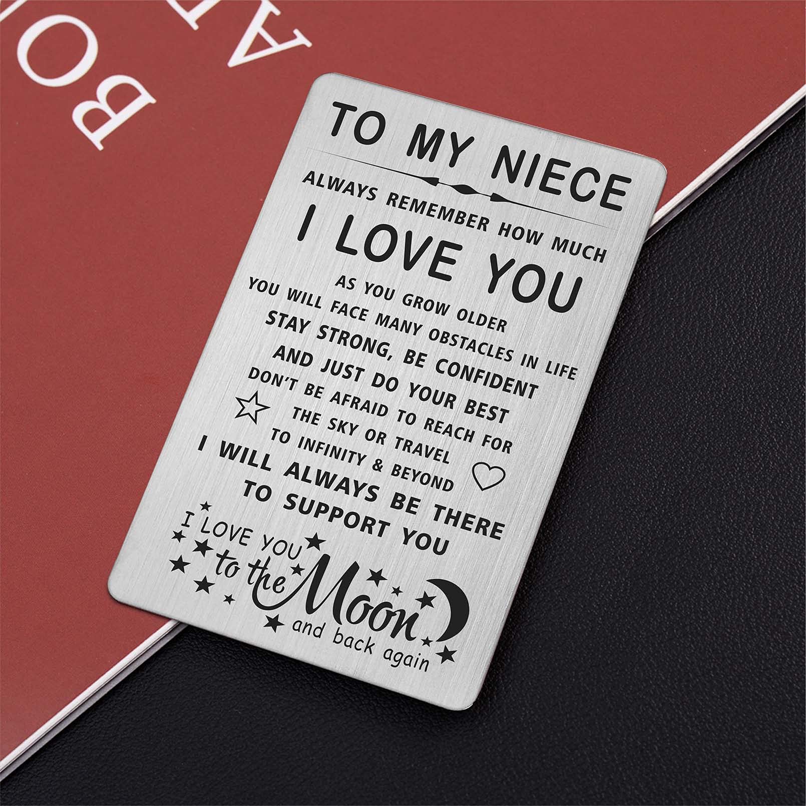 TANWIH I Love My Niece Metal Wallet Card Gift from Aunt & Uncle - Perfect for Birthday, Graduation, Christmas - Thoughtful Present for Special Occasions & Everyday Carry