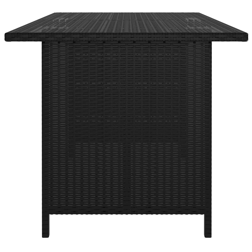 Weather-Resistant Black Poly Rattan Outdoor Dining Table Set 43.3