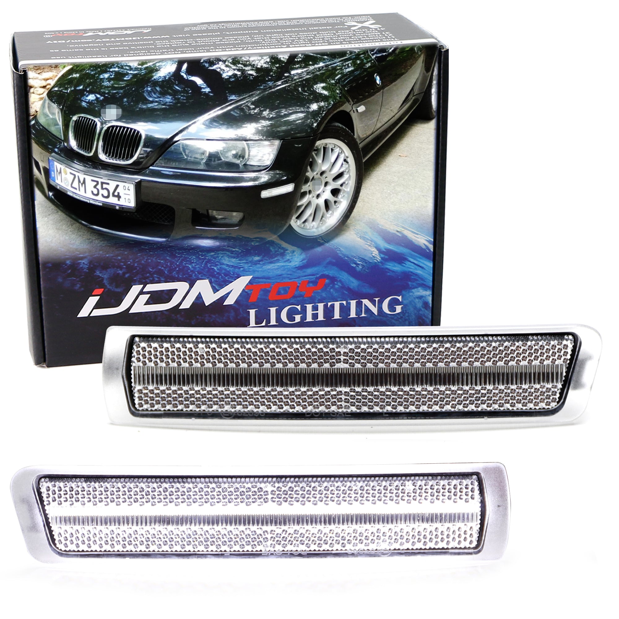 96-02 BMW Z3 Euro Clear Lens Front Bumper with White Full LED Strip Side Markers - Upgrade for Enhanced Visibility & Style (Perfect for Night Driving & Car Shows)