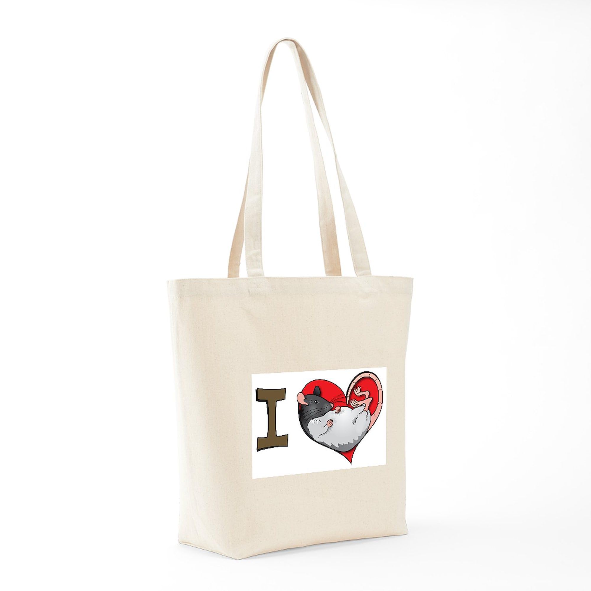 CafePress I Heart Rats Hooded Tote Bag - Natural Canvas Reusable Shopping Bag for Groceries, Beach & Daily Use