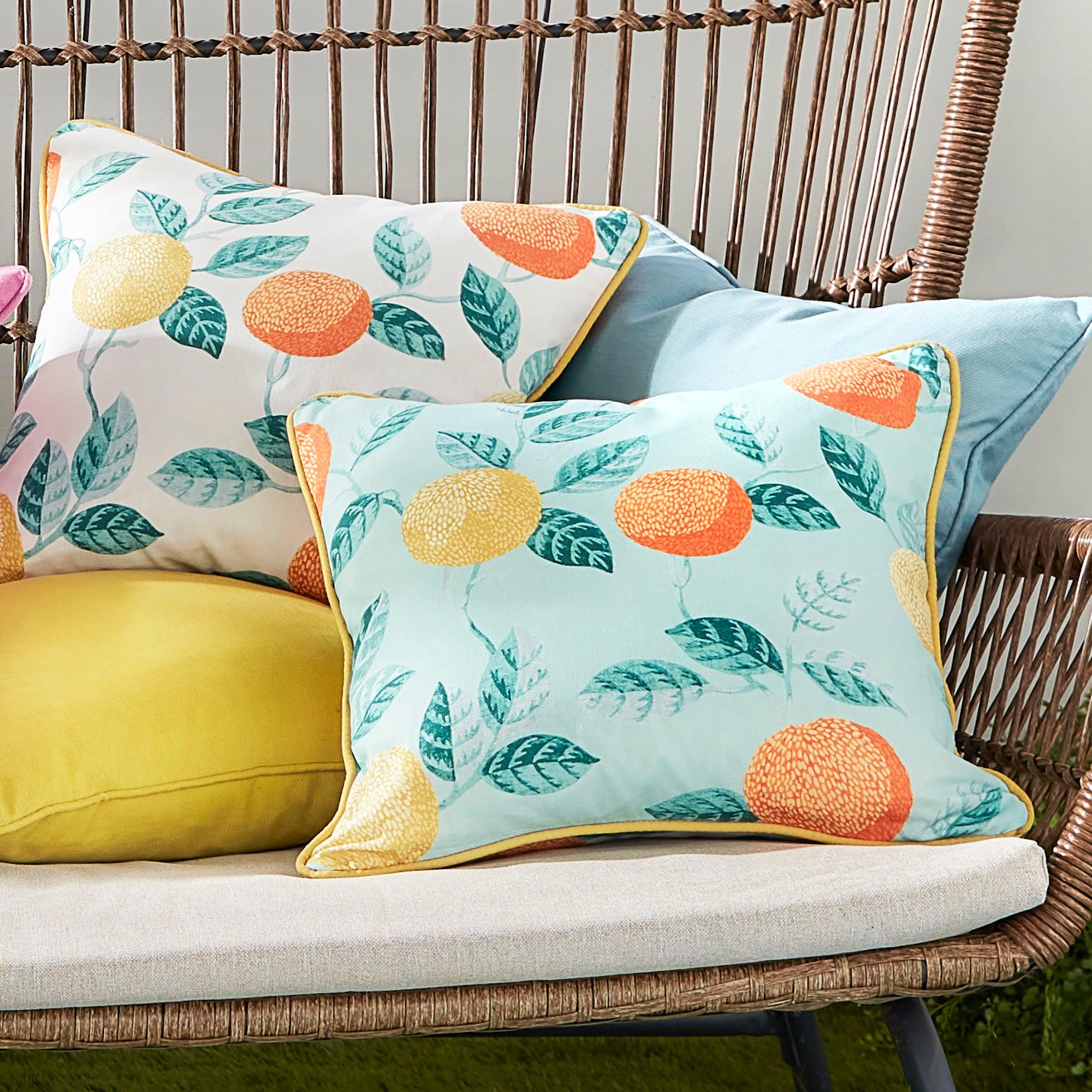 Dreams & Drapes Botanical Fruits Outdoor Cushion - Waterproof Garden Patio Furniture Pillow Cover - Green - Perfect for Backyard, Poolside & Outdoor Decor