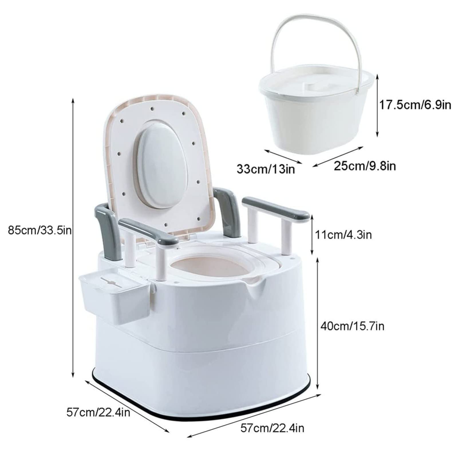 LXBH Heavy Duty Bariatric Commode Chair 500 lbs Capacity - Extra Wide Bedside Toilet with Padded Seat & Back Support - Stand Alone & Over-The-Toilet Commode (White/Gray) - Ideal for Elderly Care, Post-Surgery Recovery & Home Healthcare