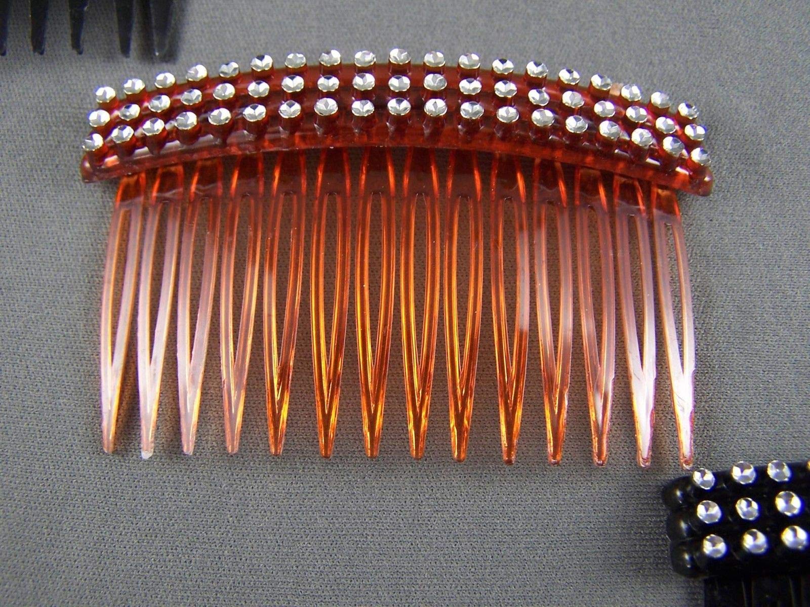 Black & Brown Hair Comb Set - 3 Plastic French Twist Hair Clips with Side Clip for Women | Perfect for Updos, Ponytails & Styling