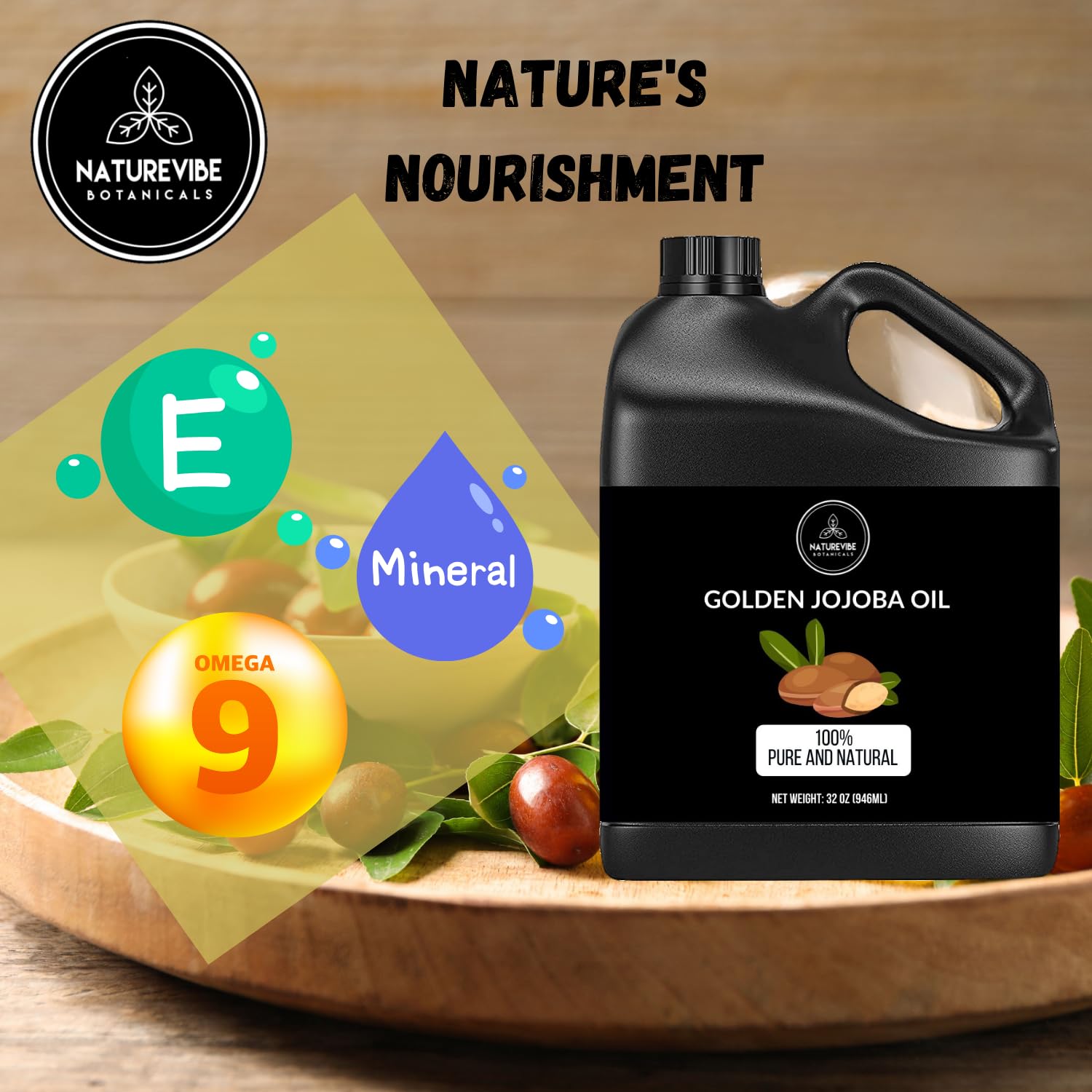 Naturevibe Botanicals Organic Pumpkin Seed Oil & Golden Jojoba Oil Combo - 32oz Each | Cold-Pressed, Unrefined for Hair Growth, Skin Care & Massage | Perfect for DIY Beauty Recipes & Aromatherapy