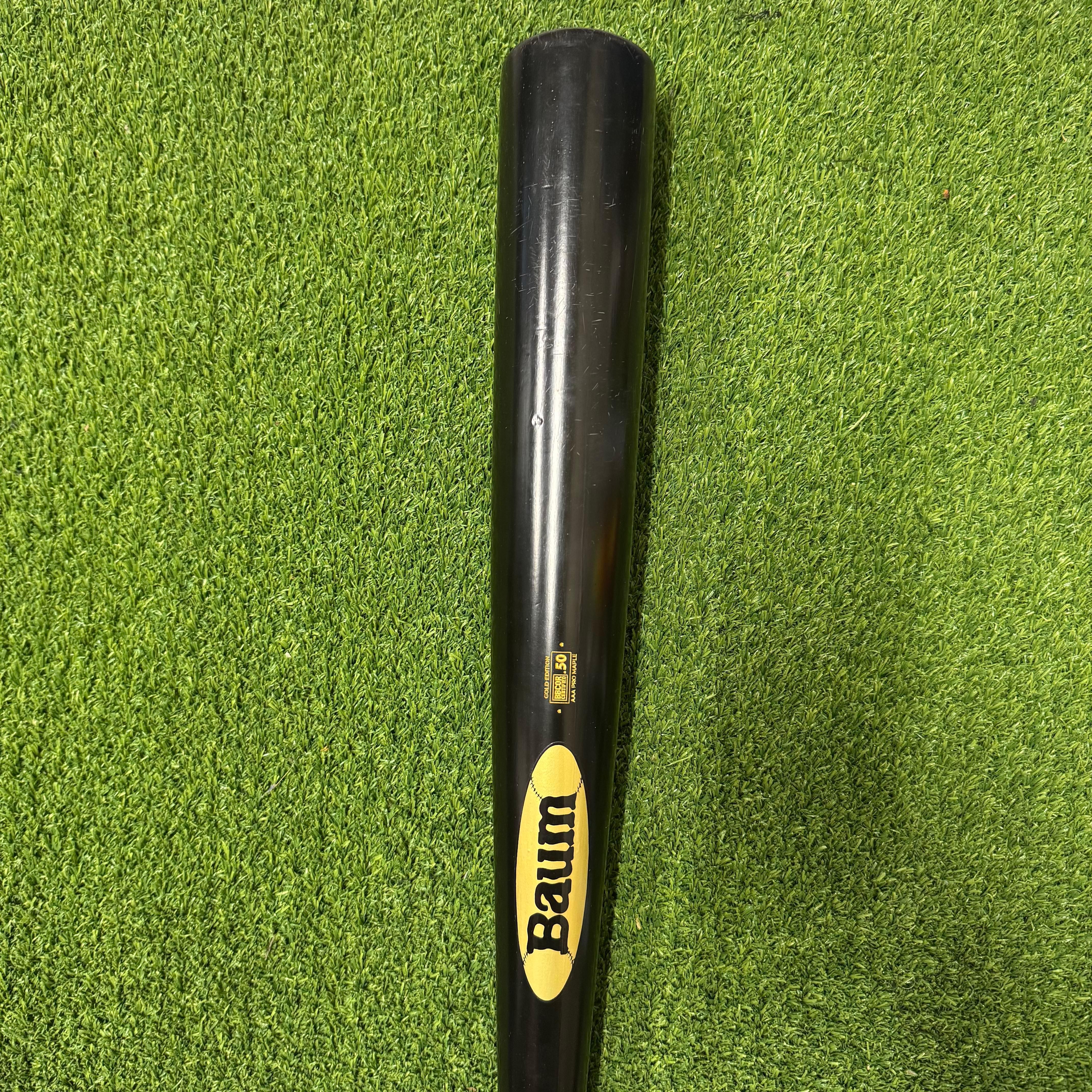 Baum Bat Maple Standard Gold Stock 3 Black Wood Baseball Bat - Professional Grade Maple Wood, 30