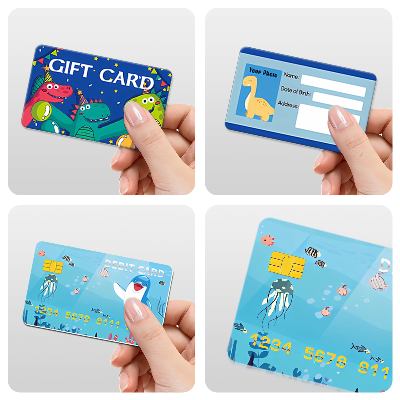 10 Realistic Pretend Play Credit Cards for Kids - Fake Debit & Credit Card Props for Boys & Girls - Perfect for Role Play, Learning Money Skills & Store Games