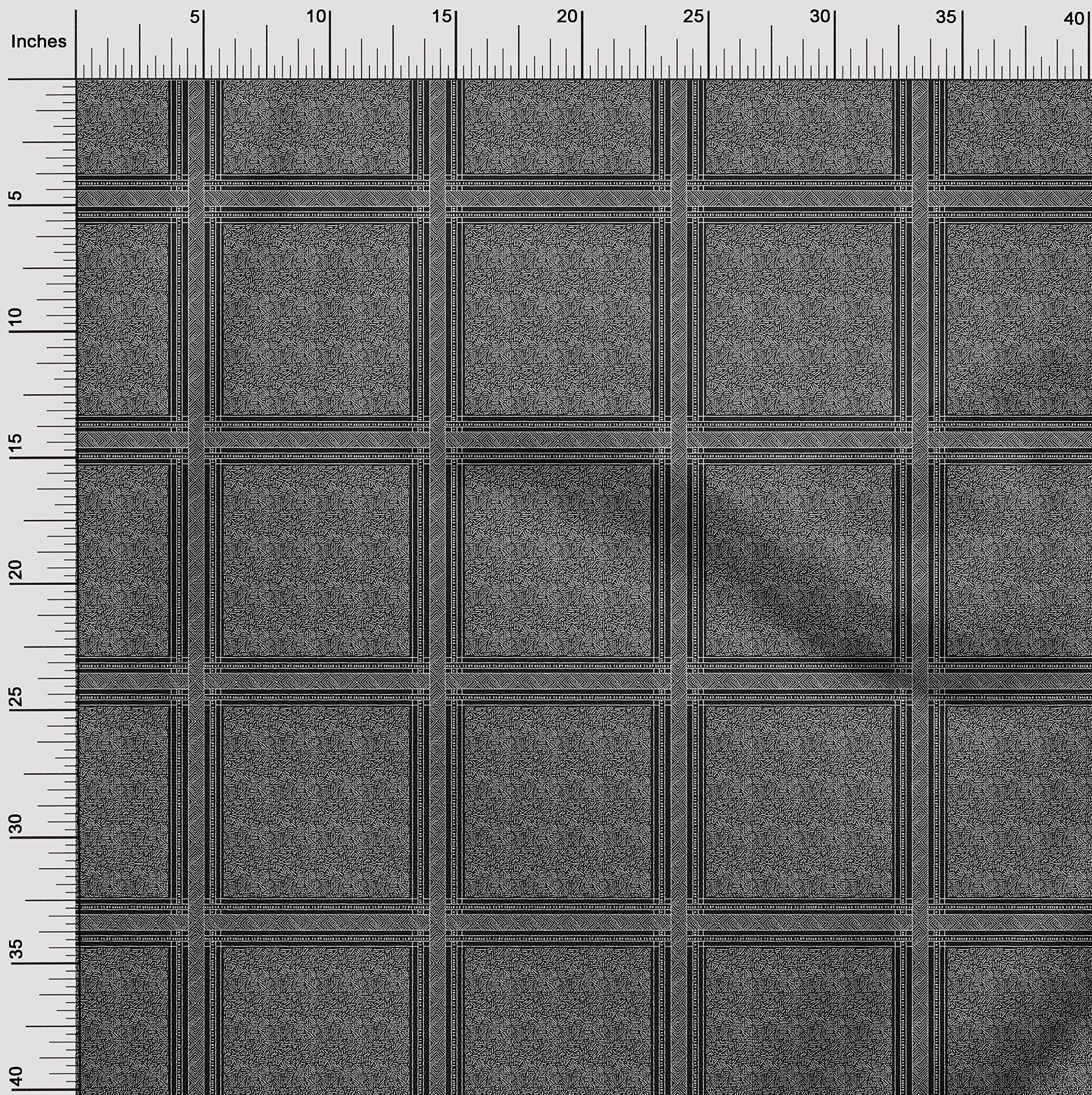 oneOone Polyester Spandex Black Geometric Print Dress Fabric - 56 Inch Wide (5-49 Yards) | Perfect for DIY Dresses, Skirts & Home Decor Projects