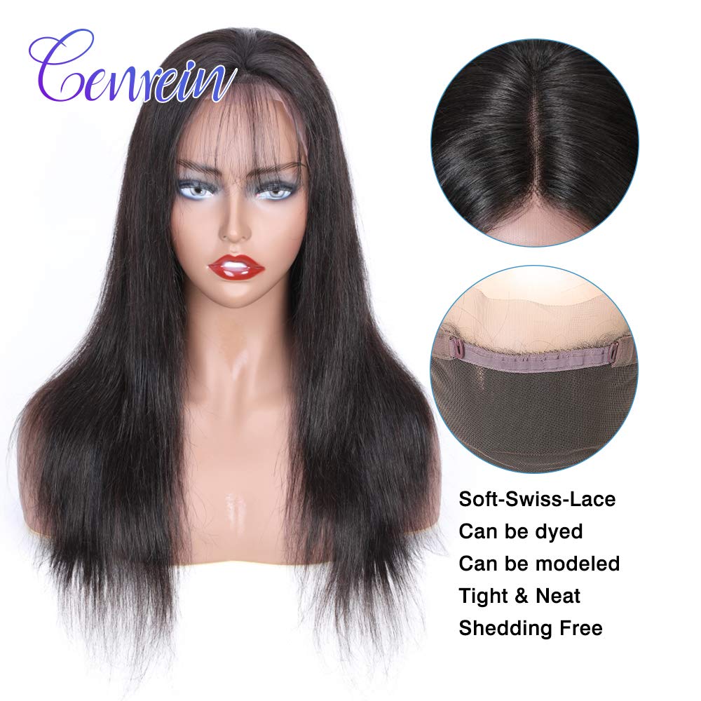 150% Density Pre Plucked Peruvian Straight Human Hair Lace Front Wig 16 Inch - Natural Black Color with Baby Hair & 13x4 Lace Frontal for African American Women | Perfect for Daily Wear, Special Occasions & Protective Styling