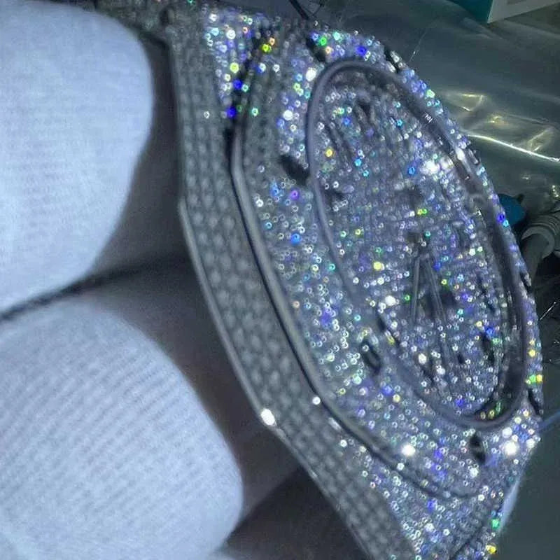Luxury Iced Out Watch with VVS Moissanite & Stainless Steel - Diamond-Like Shine for Men's Fashion & Formal Events
